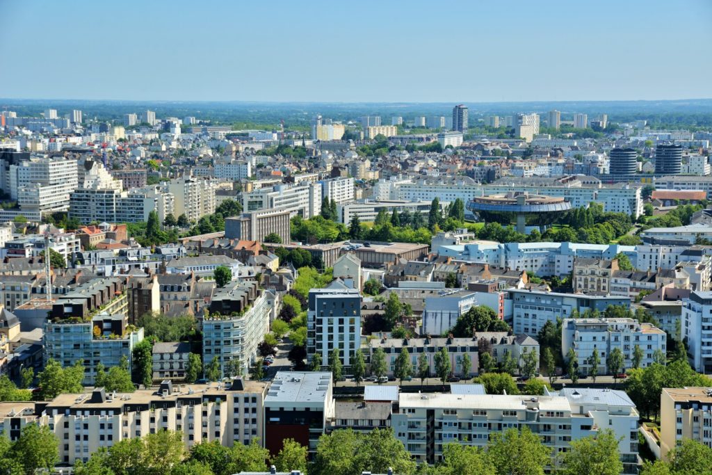 Vue aérienne du centre de Rennes